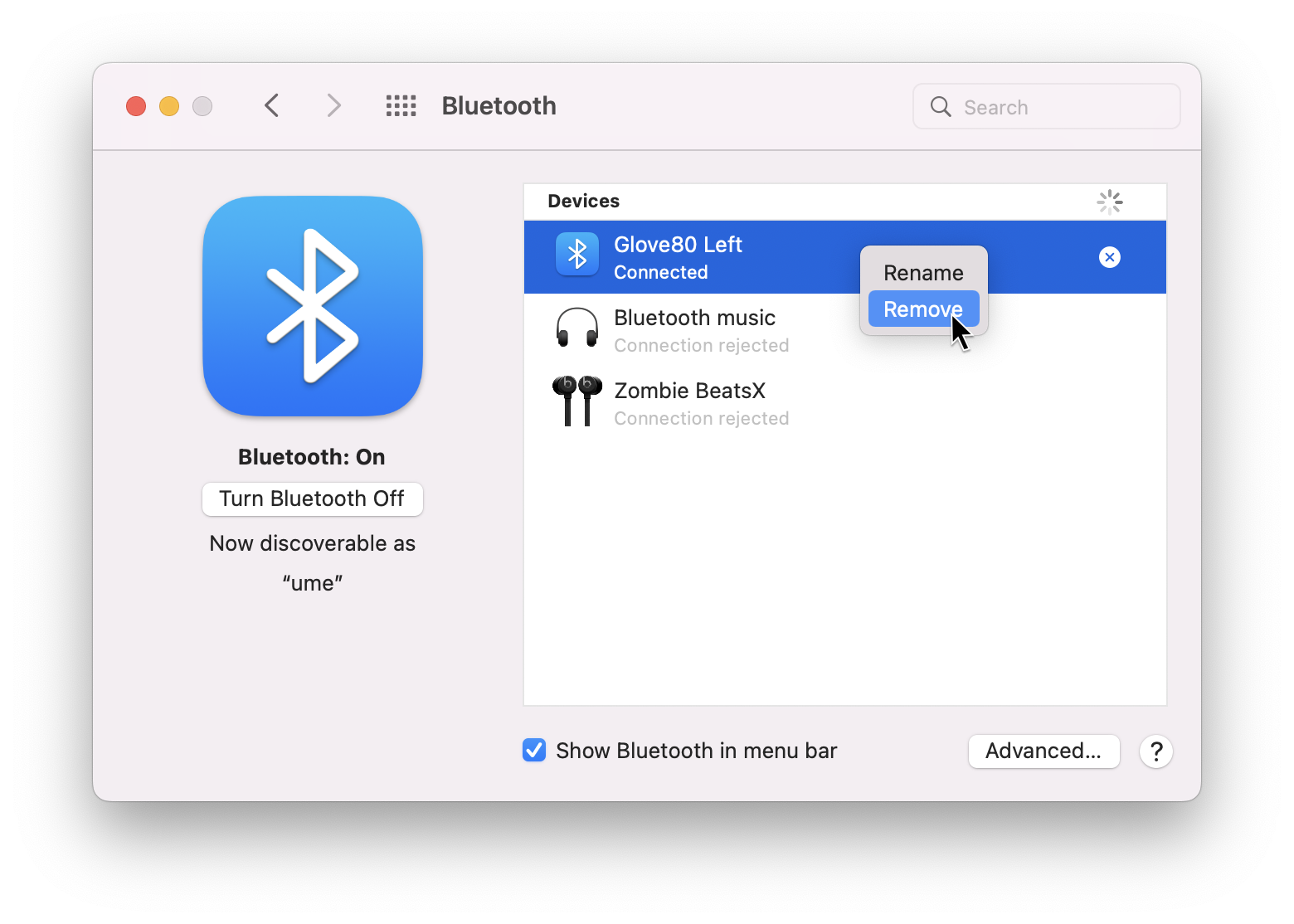 macOS remove BLE device
