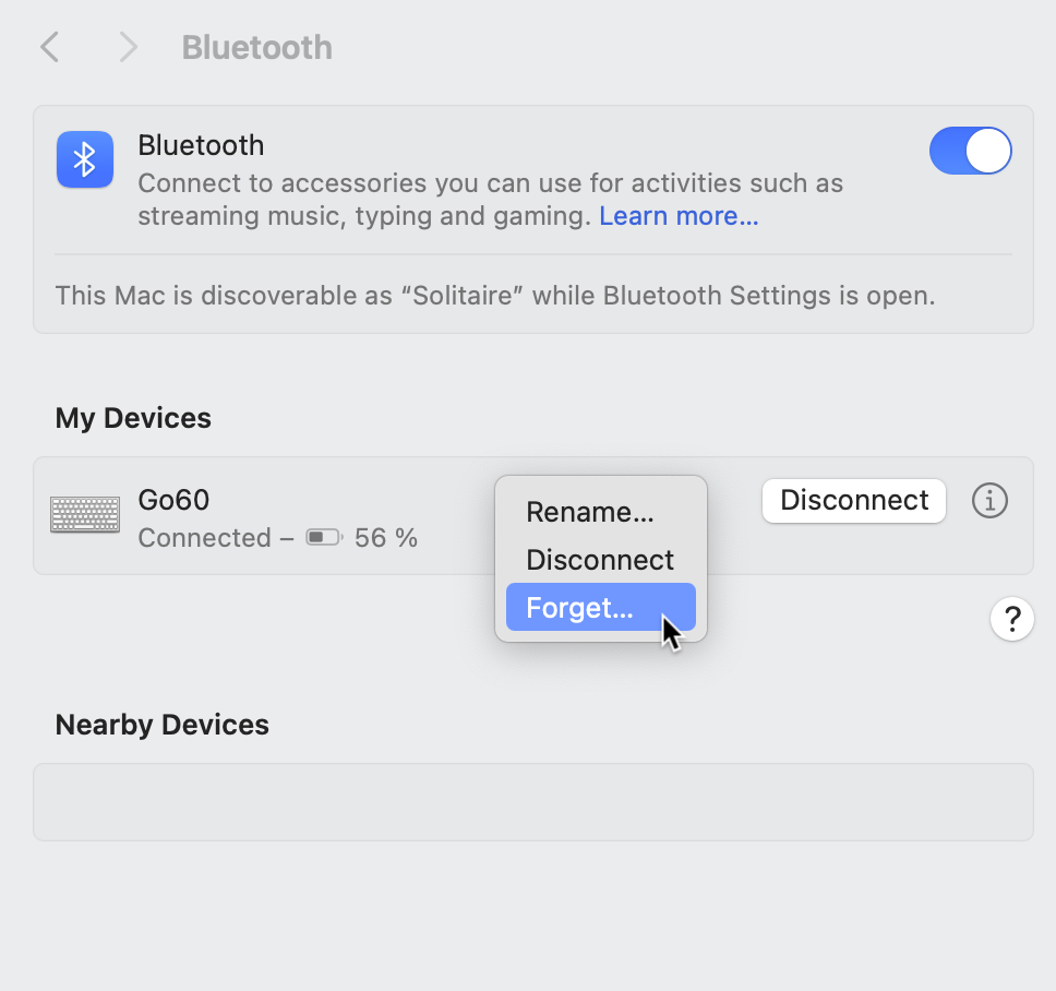 macOS remove BLE device