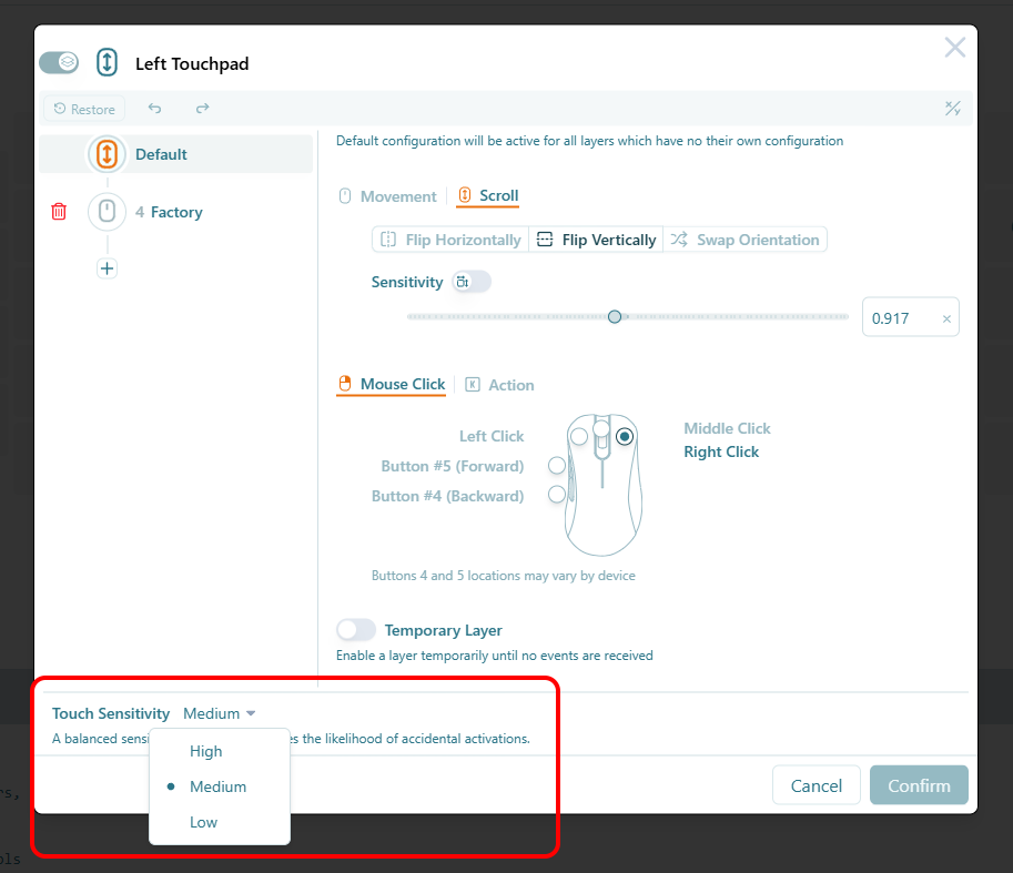 Touchpad sensitivity