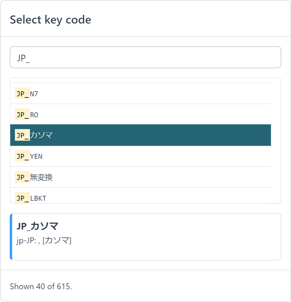 jp-JP keycodes