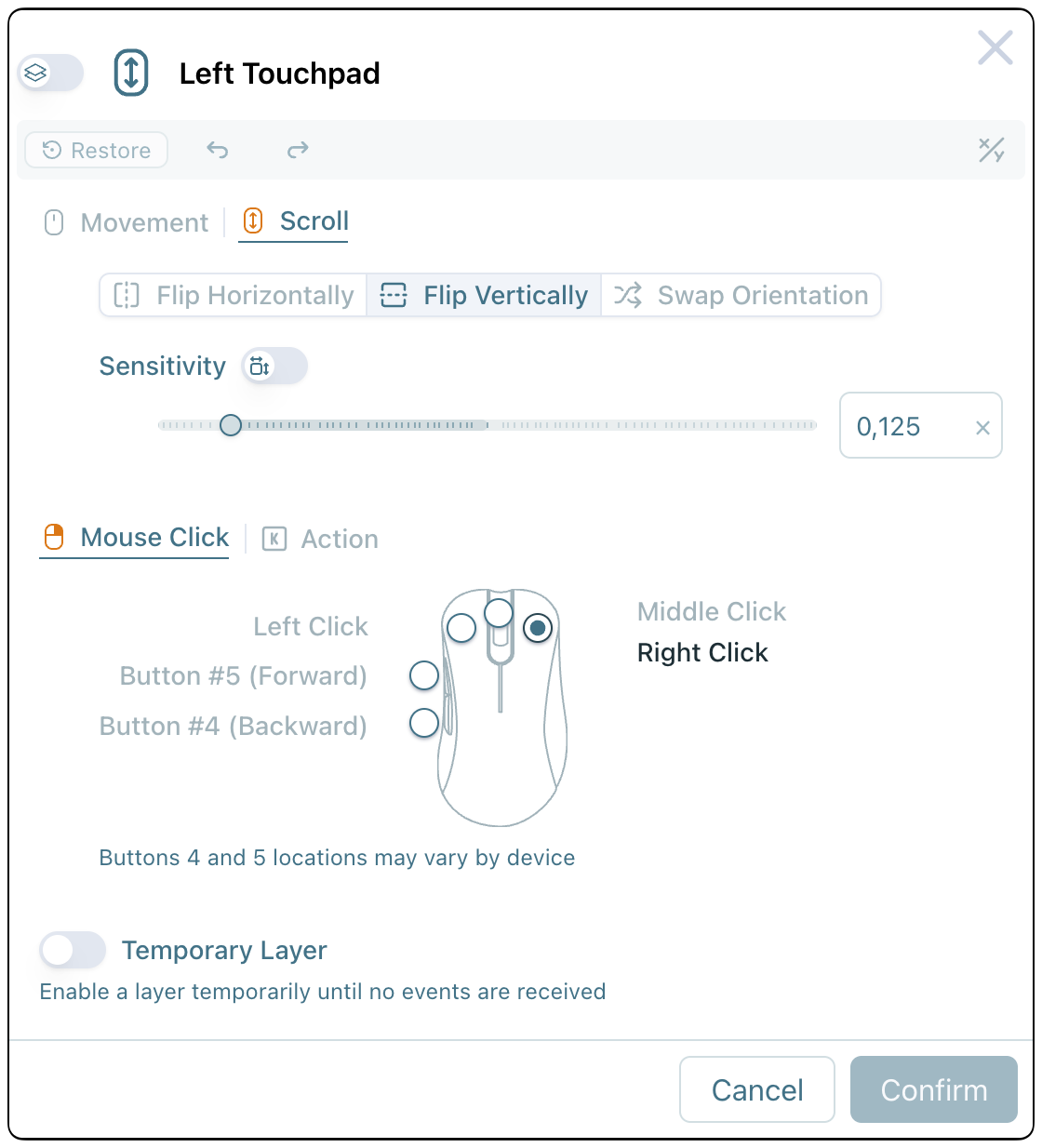 Touchpad configuration